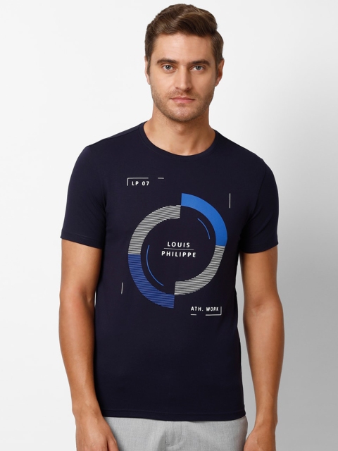 

Louis Philippe Sport Men Navy Blue Printed Round Neck T-shirt