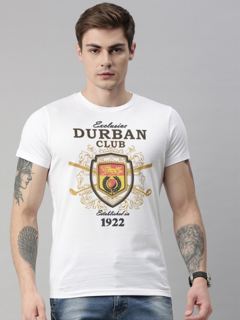 

QUANCIOUS Men White Printed Round Neck Sustainable Organic Cotton T-shirt