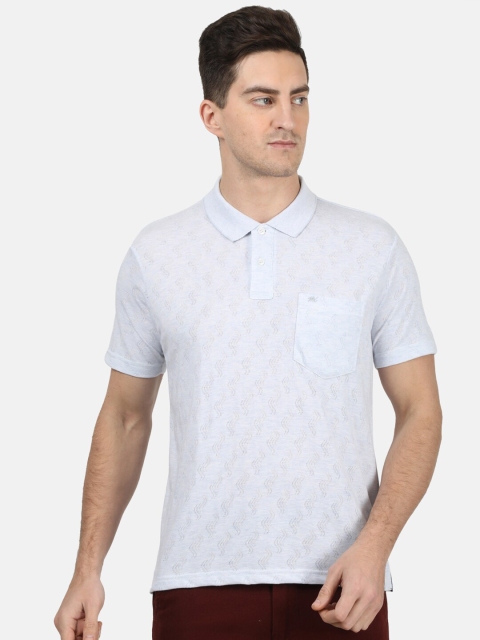 

Monte Carlo Men Blue Self Design Polo Collar T-shirt