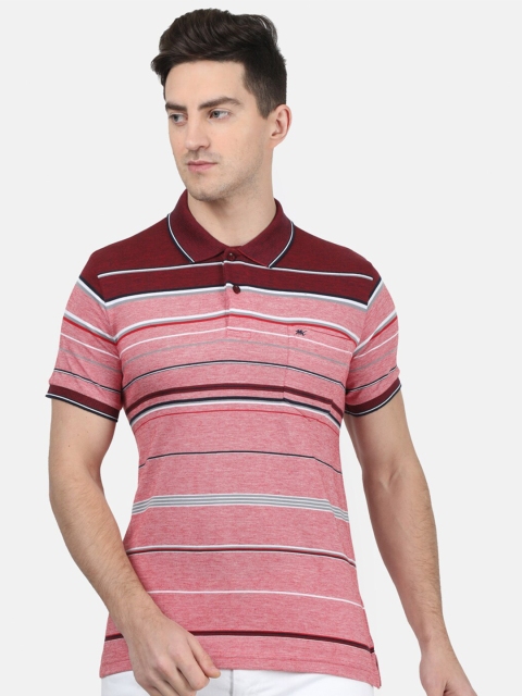 

Monte Carlo Men Maroon Striped Polo Collar T-shirt