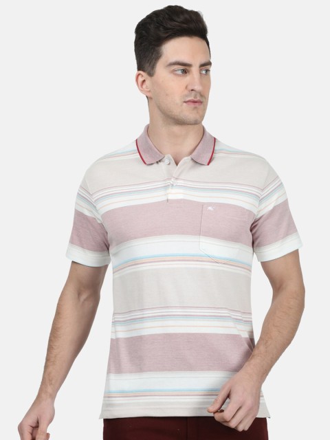 

Monte Carlo Men Maroon Striped Polo Collar T-shirt
