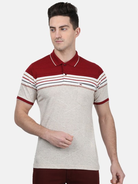 

Monte Carlo Men Grey Melange Colourblocked Polo Collar T-shirt