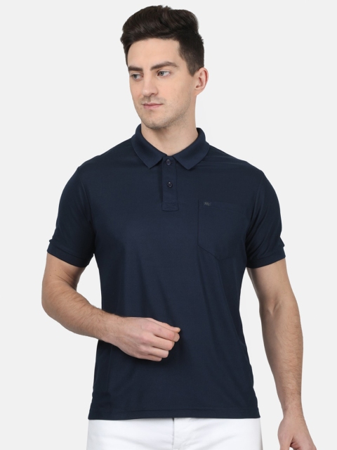 

Monte Carlo Men Navy Blue Solid Polo Collar T-shirt