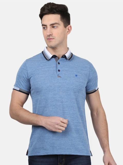 

Monte Carlo Men Blue Solid Polo Collar T-shirt