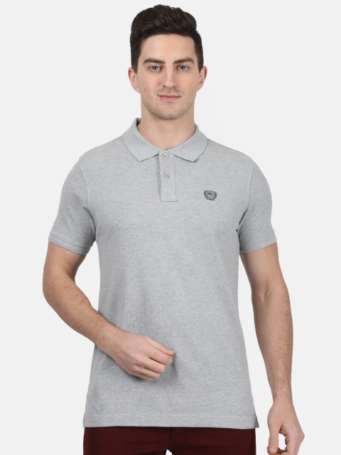 

Monte Carlo Men Grey Solid Polo Collar T-shirt