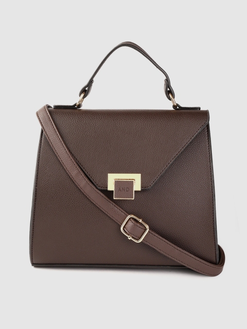 

AND Women Coffee Brown Solid Structured Satchel