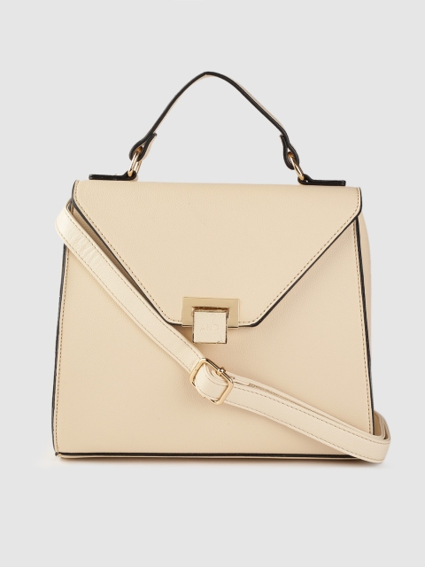 

AND Women Cream-Coloured Solid Structured Satchel