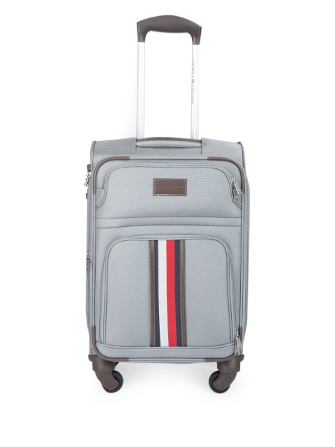 

Tommy Hilfiger Unisex Grey Soft 4 Wheels 360-Degree Rotation Cabin Trolley Bag