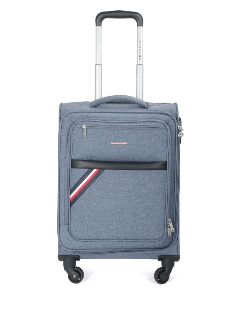 

Tommy Hilfiger Unisex Blue Soft Luggage 4-Wheel 360-Degree Rotation Cabin Trolley Suitcase