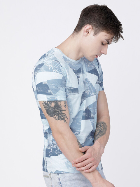

Ecko Unltd Men Blue & Off-White Pure Cotton Slim Fit Printed T-shirt