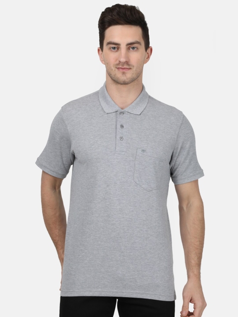 

Monte Carlo Men Grey Solid Polo Collar T-shirt