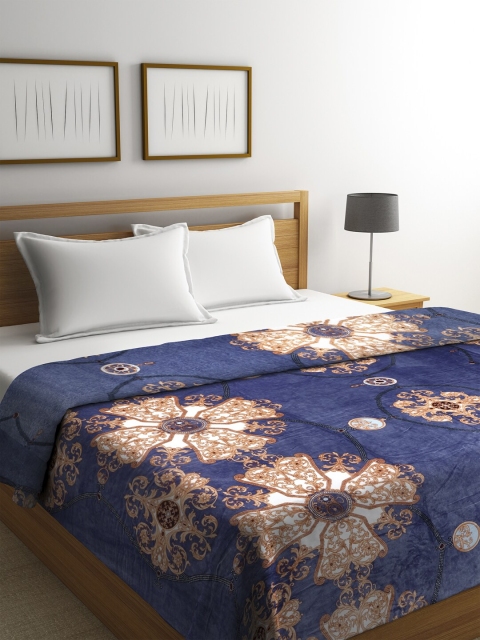 

KLOTTHE Navy Blue & White Ethnic Motifs AC Room 300 GSM Double Bed Comforter