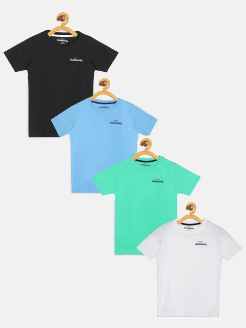 

DukieKooky Boys Pack of 4 Solid Round Neck T-shirts, White