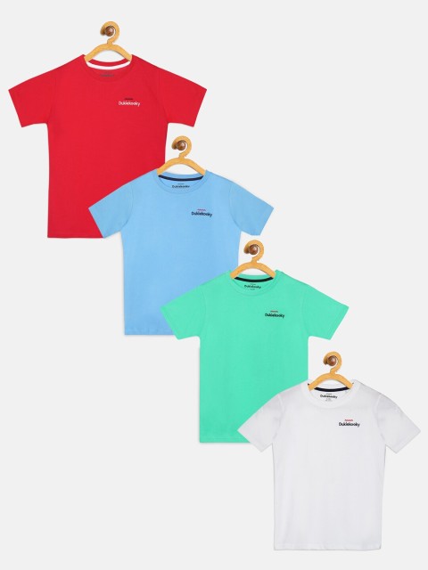 

DukieKooky Boys Pack of 4 Solid Round Neck T-shirts, White