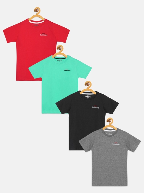 

DukieKooky Boys Pack of 4 Solid Round Neck T-shirts, Grey
