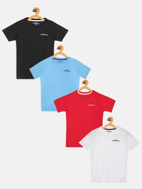 

DukieKooky Boys Pack of 4 Solid Round Neck T-shirts, White