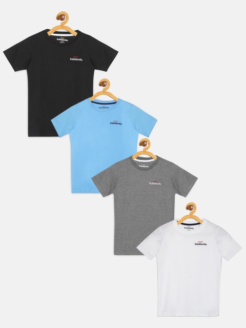 

DukieKooky Boys Pack of 4 Solid Round Neck T-shirts, White