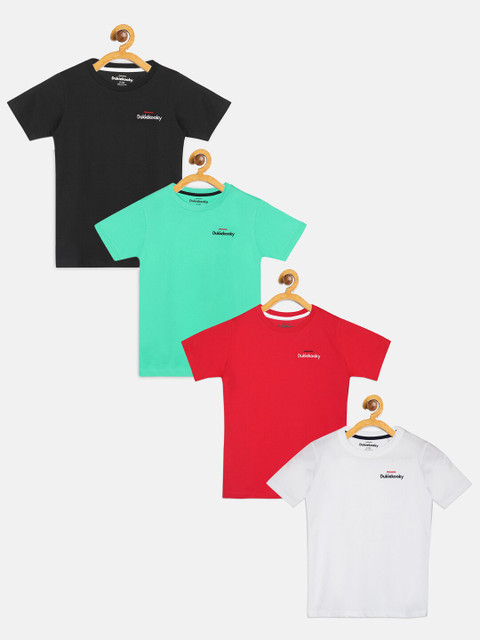 

DukieKooky Boys Pack of 4 Solid Round Neck T-shirts, White