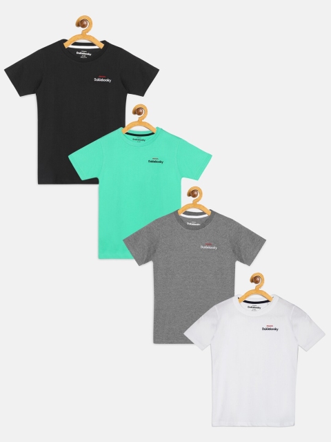 

DukieKooky Boys Pack of 4 Solid Round Neck T-shirts, White