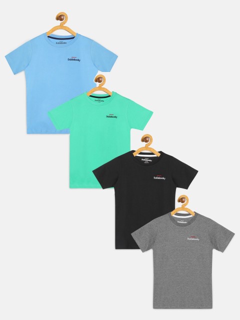 

DukieKooky Boys Pack of 4 Solid Round Neck T-shirts, Grey