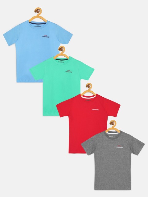 

DukieKooky Boys Pack of 4 Solid Round Neck T-shirts, Grey
