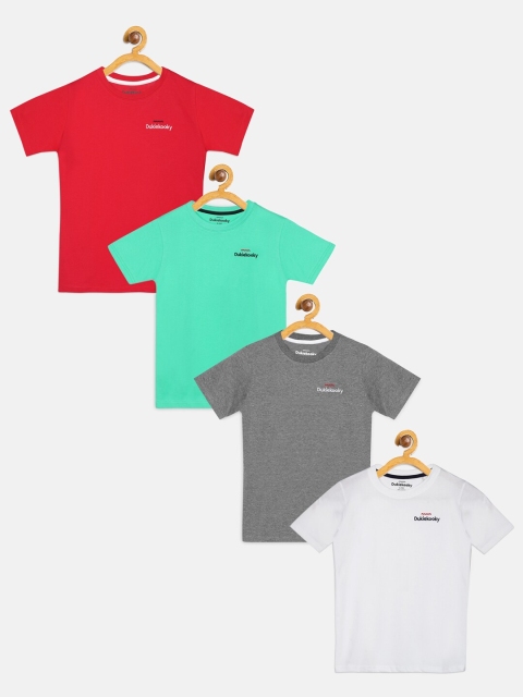 

DukieKooky Boys Pack of 4 Solid Round Neck T-shirts, White