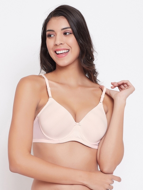 

Clovia Pink Printed Underwired Lightly Padded T-shirt Bra BR2127P2436E