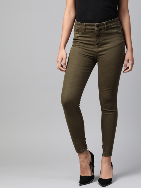 

Allen Solly Woman Women Olive Green Solid High-Rise Stretchable Jeans
