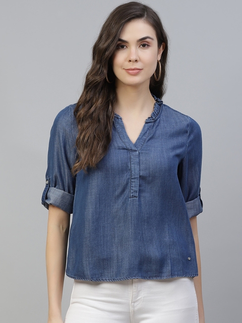 

Allen Solly Woman Blue Indigo Denim Regular Top