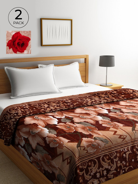 

KLOTTHE Multicoloured Pack of 2 Printed AC Room 233 GSM Double Bed Comforter, Multi