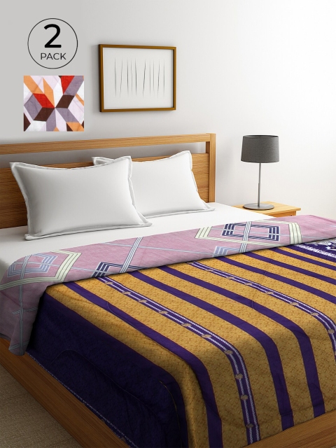 

KLOTTHE Set of 2 Multicoloured Geometric AC Room 500 GSM Double Bed Comforter, Multi