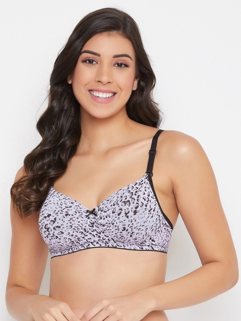 

Clovia Grey & Brown Printed Non-Wired Lightly Padded T-shirt Bra BR1804G1242B