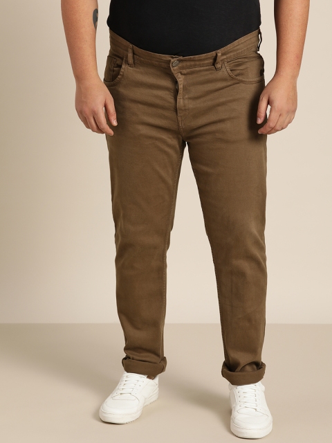 

Sztori Men Plus Size Brown Slim Tapered Fit Stretchable Jeans