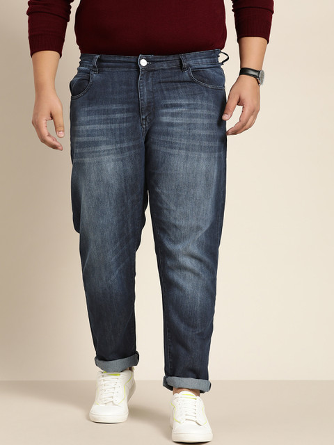 

Sztori Men Plus Size Navy Blue Slim Fit Heavy Fade Stretchable Jeans