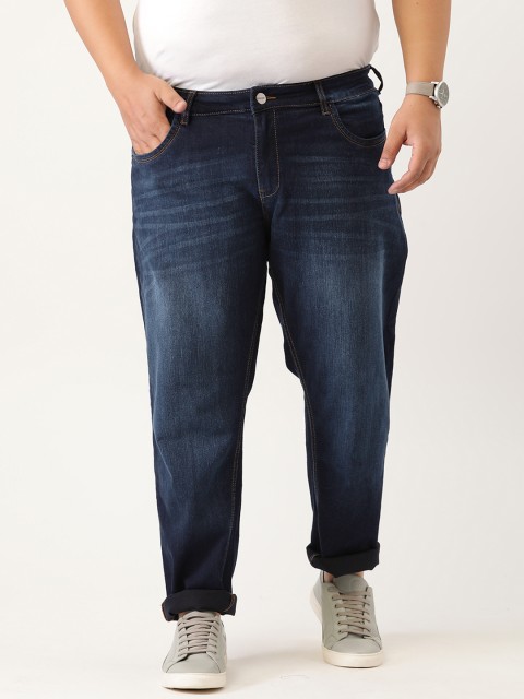 

Sztori Men Plus Size Navy Blue Light Fade Stretchable Jeans