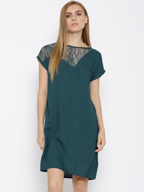 

Vero Moda Teal Green Lace Detail Shift Dress