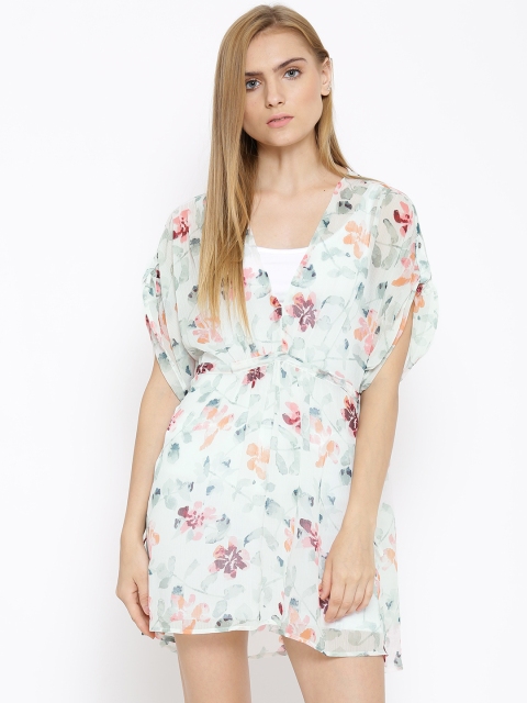 

Vero Moda Off-White Polyester Printed Sheer Tailored Dress