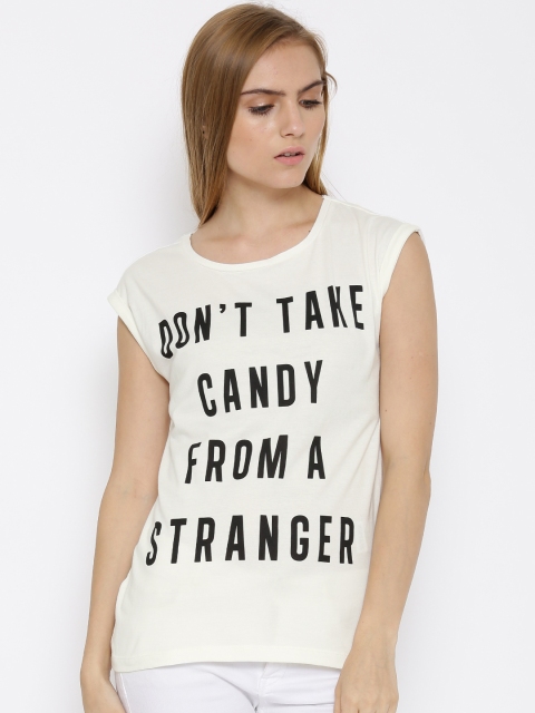 

Vero Moda Off-White Text Print Top