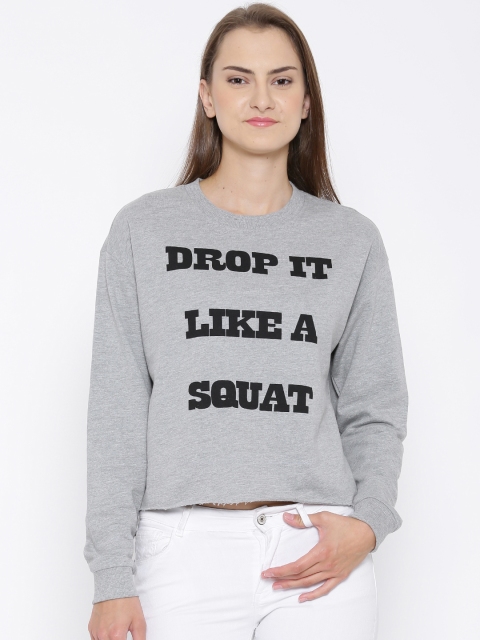 

Vero Moda Grey Melange Printed Crop Sweatshirt