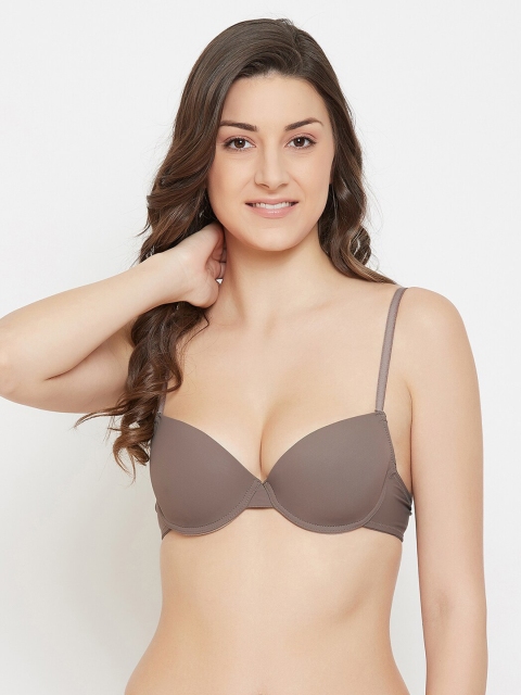 

Clovia Brown Solid Underwired Lightly Padded Plunge Bra BR2198P0532B