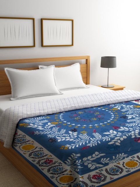 

Rajasthan Decor Blue & White Floral AC Room 120 GSM Double Bed Dohar