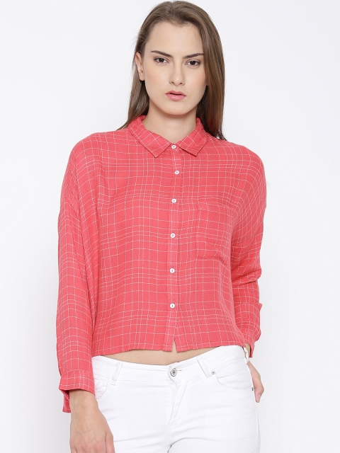 

Vero Moda Coral Pink Checked Shirt