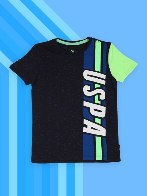 

U S Polo Assn Kids Boys Black Colourblocked T-shirt
