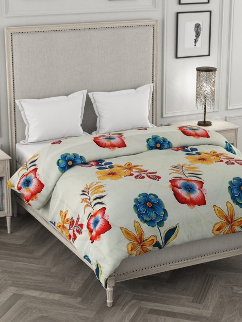 

A Homes Grace White & Red Floral AC Room 300 GSM Double Bed Comforter