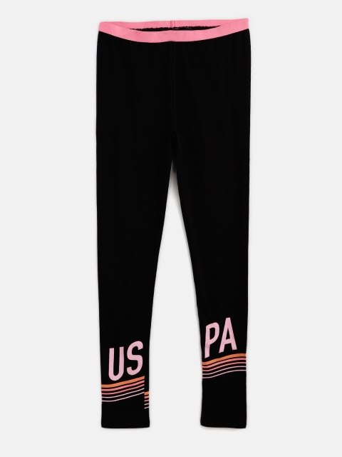 

U.S. Polo Assn. Kids Girls Black Solid Leggings