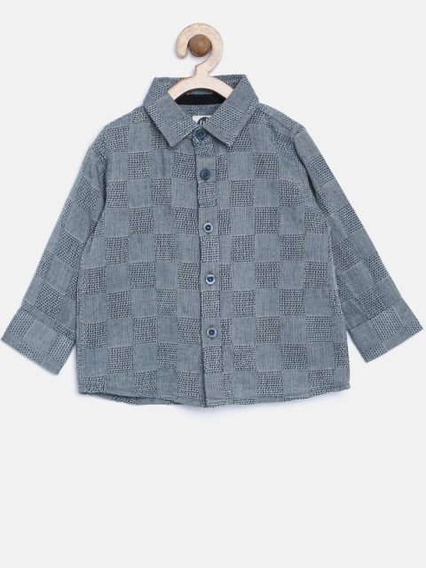 

YK Baby Infant Boys Grey Regular Fit Checked Casual Shirt