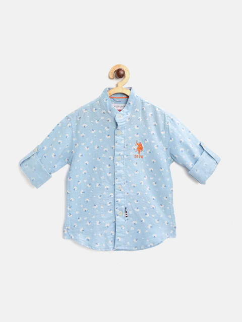 

U S Polo Assn Kids Boys Blue Ditsy Floral Printed Casual Shirt