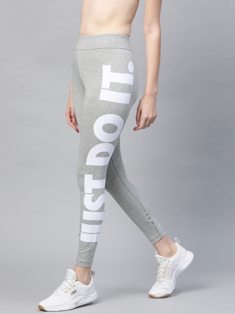 

Nike Women Grey Melange Sportswear Essential Printed High-Rise Tights