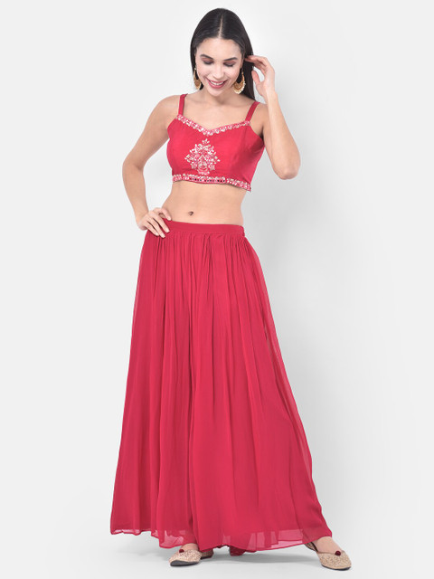 

Neerus Pink & Silver-Coloured Ready to Wear Lehenga with Blouse