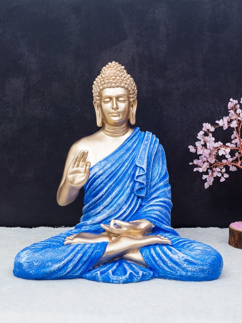 

Golden Peacock Blue & Gold-Toned Handcrafted Buddha Showpiece